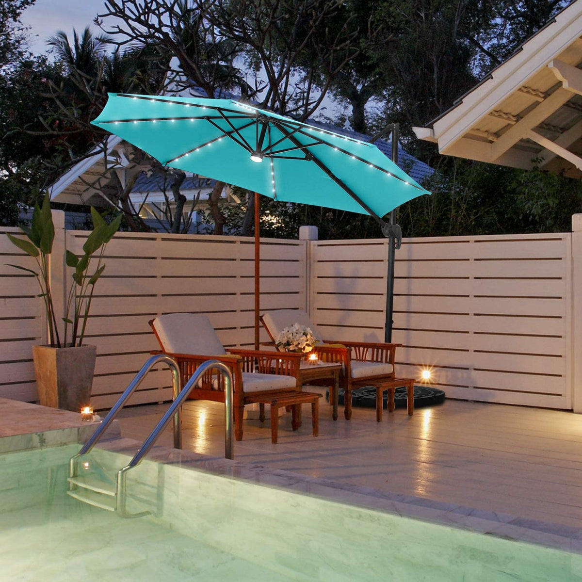 SKU: OB-OTU012 - 10 FT Patio Cantilever Umbrella with Solar