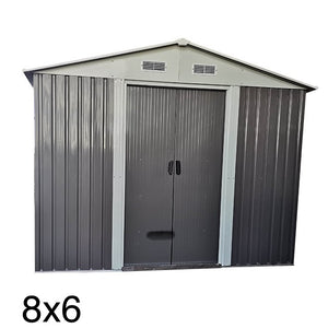 SKU: OTTL302  - 8’ x 6’ Grey Outdoor Metal Storage Shed
