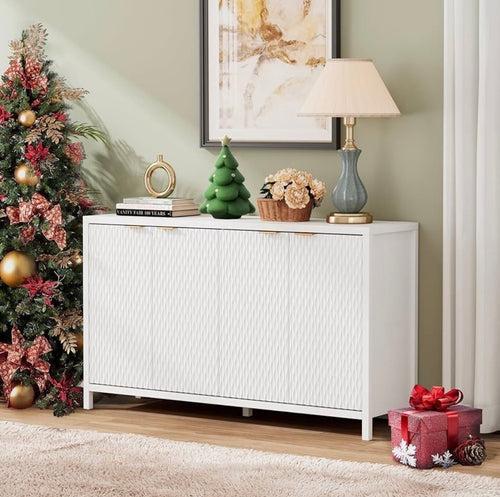 SKU: BC001 - 55” White Wooden Buffet Sideboard Cabinet