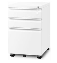 Load image into Gallery viewer, SKU: ST240529 - 3 Drawer Metal Filing Cabinet with Wheels