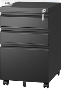 SKU: ST240529 - 3 Drawer Metal Filing Cabinet with Wheels