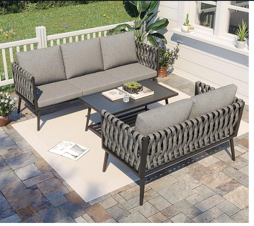 SKU: 0244GR - 3 Piece Outdoor Patio Furniture Set