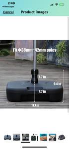 SKU: C0779 - 17.7L Square Sand/Water Fillable Patio Umbrella Base Stand