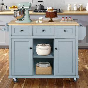 SKU: BDF530 - 53” Portable Kitchen Island with Wheels