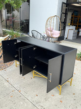 Load image into Gallery viewer, SKU: 170791B - 62” Black Wooden Multi-Functional Sideboard Cabinet