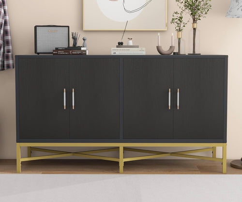 SKU: 170791B - 62” Black Wooden Multi-Functional Sideboard Cabinet