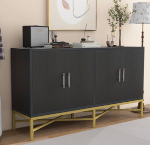 SKU: 170791B - 62” Black Wooden Multi-Functional Sideboard Cabinet