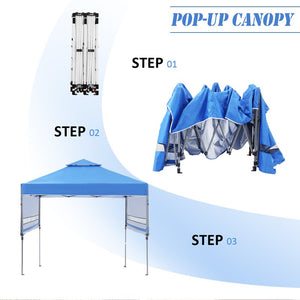 SKU: OV-FA003 - 10’ x 17’ 2-Tier Pop-Up Canopy with Folding Adjustable Dual Half Awnings
