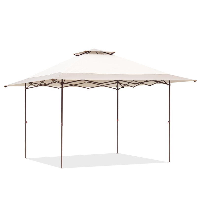 SKU: OV-FA004 - 13’ x 13’ Vented Steel Frame Pop-Up Canopy With Central Lock and Mosquito Net - Beige