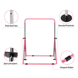 SKU: AF-HB005PI - Expandable Folding Gymnastics Horizontal Bar with 5 Adjustable Heights