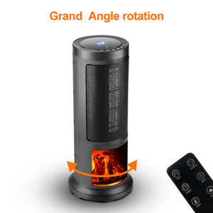 SKU: HT019 - 1500W 16.73'' Portable Space Heater Electric with Realistic Flame, Remote Control and Adjustable Thermostat