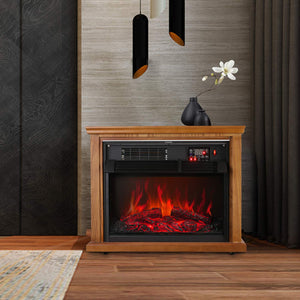 SKU: HT012 - 1500W Digital Electric Fireplace Heater with 3D Flames,  Adjustable Thermostat and Remote Control