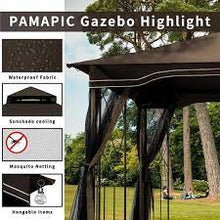 Load image into Gallery viewer, SKU: ZP-TYKQ - 12’ x 10’ Brown Gazebo with Mosquito Netting