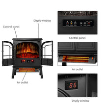 Load image into Gallery viewer, SKU: HT017 - 1500W Stove Heater with Realistic Flame Effect, Remote Control and 12H Timer