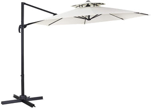 SKU: OB-OTU009 - 11 Feet Outdoor Double Top Cantilever Umbrella with Solar Powered LED Lights and 360° Rotation