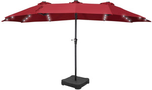 SKU: OB-OTU011 - 15 Feet Outdoor Patio Umbrella with Solar Powered LED Lights