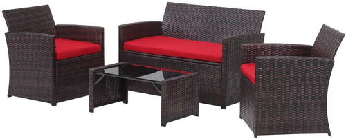 SKU: RS013 - 4 Piece Brown Rattan Wicker Outdoor Patio Set