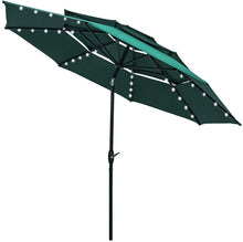 Load image into Gallery viewer, SKU: OB-OTU010 - 10 Feet Outdoor Triple Top Patio Umbrella with Solar Powered LED Lights