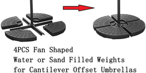SKU: AF-US004 - 4 Piece Water/Sand Fillable Cantilever Offset Umbrella Base