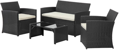 SKU: RS009 - 4 Piece Black Rattan Wicker Outdoor Patio Set