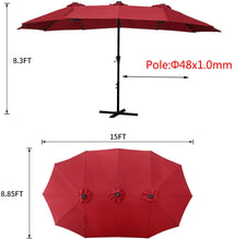 Load image into Gallery viewer, SKU: OB-OTU019 - 15 Feet Outdoor Patio Umbrella with Solar Powered LED Lights with Base