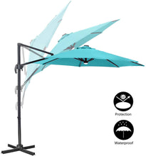 Load image into Gallery viewer, SKU: OB-OTU012 - 10 FT Patio Cantilever Umbrella with Solar Powered LED Lights and 360° Rotation