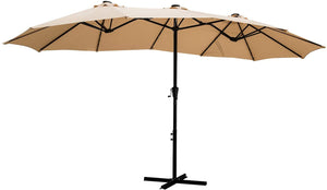 SKU: OB-OTU019 - 15 Feet Outdoor Patio Umbrella with Solar Powered LED Lights with Base