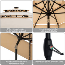 Load image into Gallery viewer, SKU: OB-OTU010 - 10 Feet Outdoor Triple Top Patio Umbrella with Solar Powered LED Lights