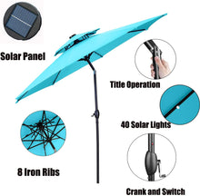 Load image into Gallery viewer, SKU: OB-OTU007 - 10 Feet Outdoor Double Top Patio Umbrella with Solar Powered LED Lights