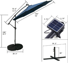 Load image into Gallery viewer, SKU: OB-OTU002 - 10FT Patio Cantilever Umbrella with Solar Powered LED Lights