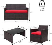 Load image into Gallery viewer, SKU: RS013x2 - 2 Sets of 4 Piece Brown Rattan Wicker Outdoor Patio Set