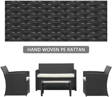 Load image into Gallery viewer, SKU: RS009 - 4 Piece Black Rattan Wicker Outdoor Patio Set