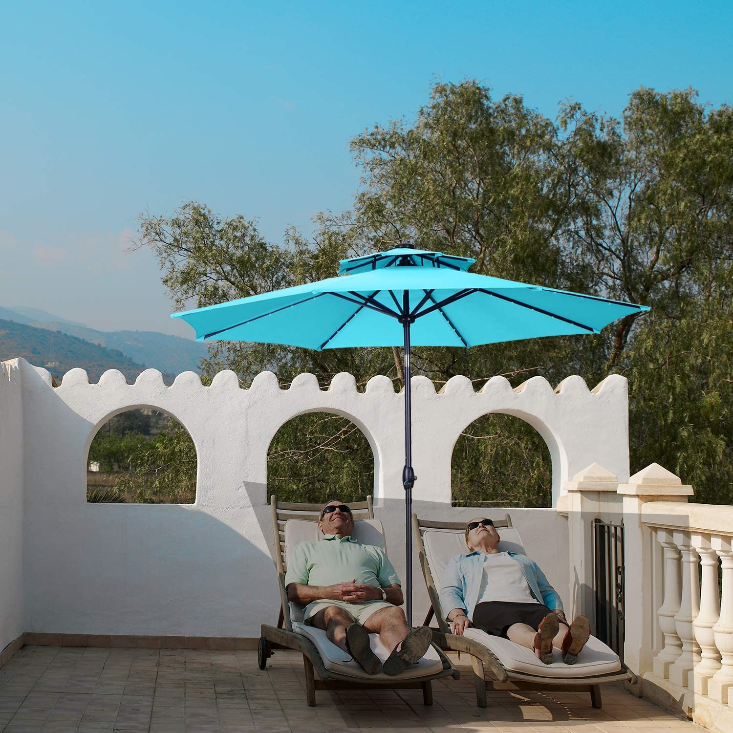 best green solar patio umbrella SKU: OB-OTU007