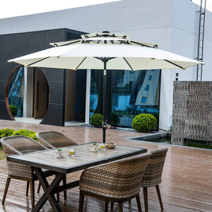 SKU: OB-OTU010 - 10 Feet Outdoor Triple Top Patio Umbrella with Solar Powered LED Lights