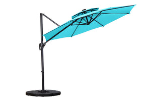 SKU: OB-OTU013 - 10 Feet Outdoor Double Top Cantilever Umbrella with Solar Powered LED Lights and 360° Rotation
