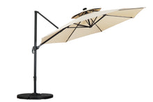 Load image into Gallery viewer, SKU: OB-OTU009 - 11 Feet Outdoor Double Top Cantilever Umbrella with Solar Powered LED Lights and 360° Rotation