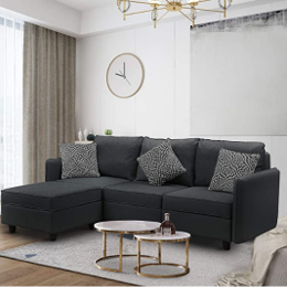SKU: DG001+DG002X3+DG003 - Upholstered Storage Sofa with Ottoman