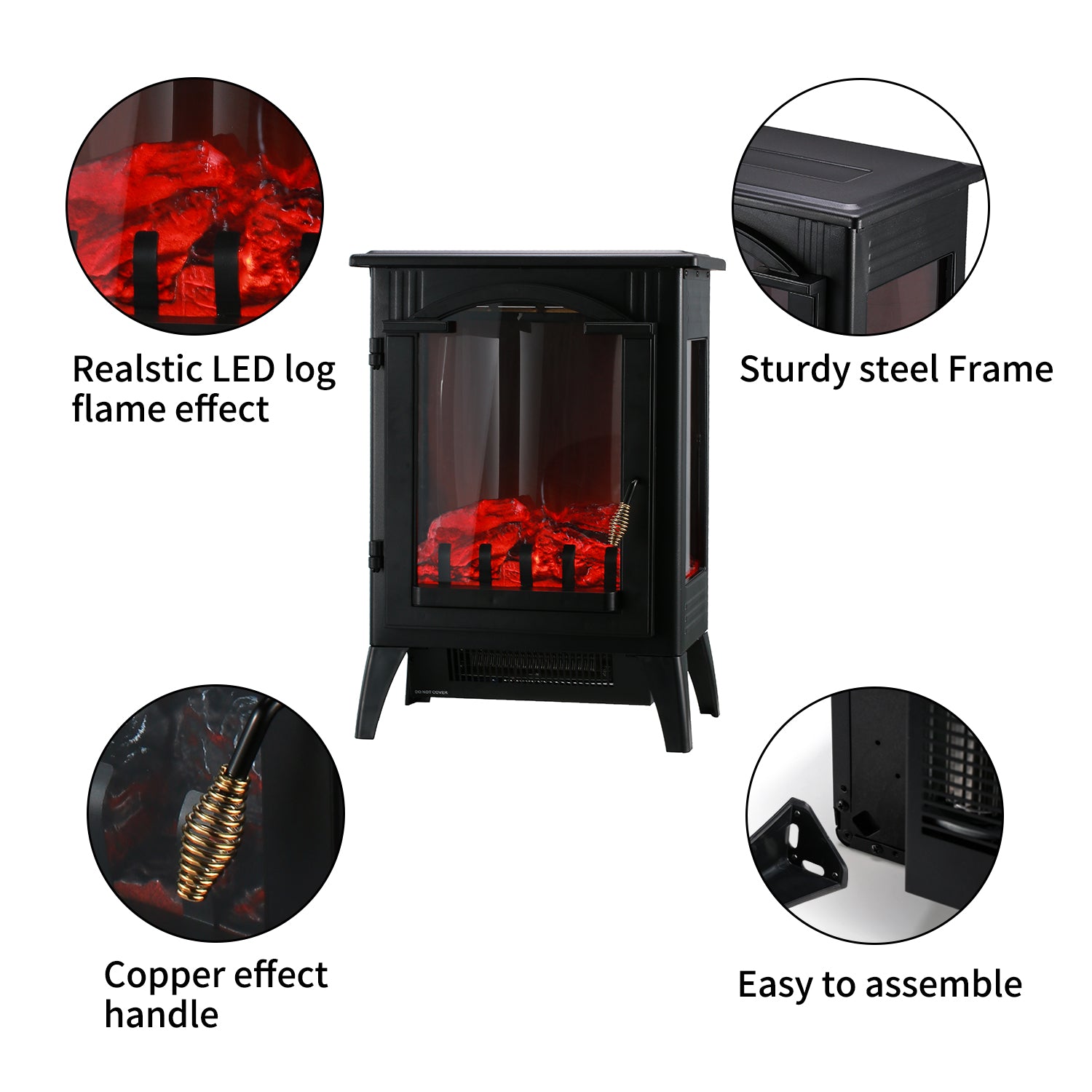 19 1500W Infrared Electric Fireplace Stove, 3-Sided View, Realistic Flame,  Overheat Protection, CSA Certified - For Small Spaces - Yahoo Shopping