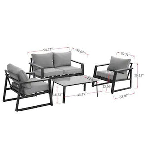 SKU: FRQ03 - 4 Piece Patio Conversation Set with Deep Seating and Aluminum Frame