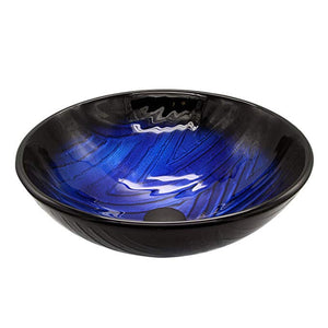 SKU: WL-GVS008 - Round Ocean Ripple Blue Glass Vessel Sink with Faucet and Pop-Up Drain Combo