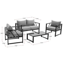 Load image into Gallery viewer, SKU: FRQ01 - 4 Piece Patio Conversation Set with Aluminum Frame