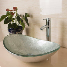 Load image into Gallery viewer, SKU: WL-GVS001 - Oval Green Tempered Glass Vessel Sink with Faucet and Pop-Up Drain Combo