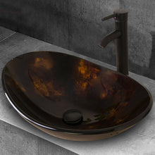 Load image into Gallery viewer, SKU: WL-GVS005 - Oval Brown Tempered Glass Sink Vessel Combo with Oil Rubbed Bronze Faucet and Pop Up Drain