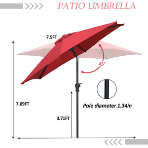 SKU: OV-OTU027 - 7.5 Feet Patio Umbrella with Tilt and Crank