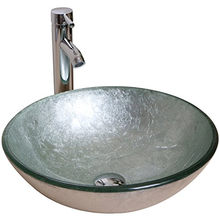 Load image into Gallery viewer, SKU: WL-GVS002 - Round Green Tempered Glass Vessel Sink with Faucet and Pop-Up Drain Combo